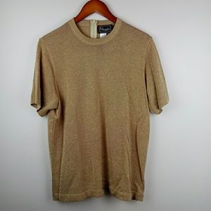 Vintage metallic gold short sleeve sweater. Large